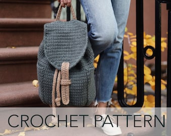 Häkelanleitung // Rucksack Rucksack Rucksack Turnbeutel Taschen Klappe // Rec Club Backpack Pattern PDF