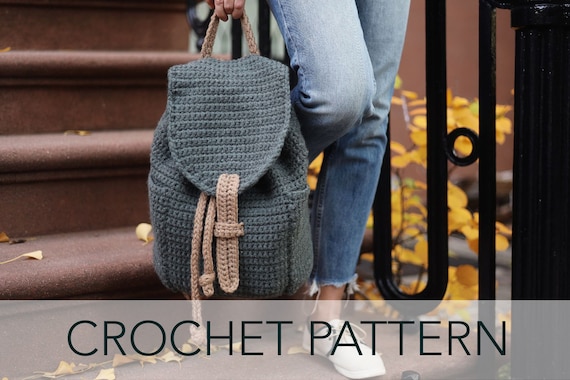 Crochet Pattern Drawstring Backpack Back Pack Rucksack Gym Back Purse Pockets Flap Rec Club Backpack Pattern PDF Etsy