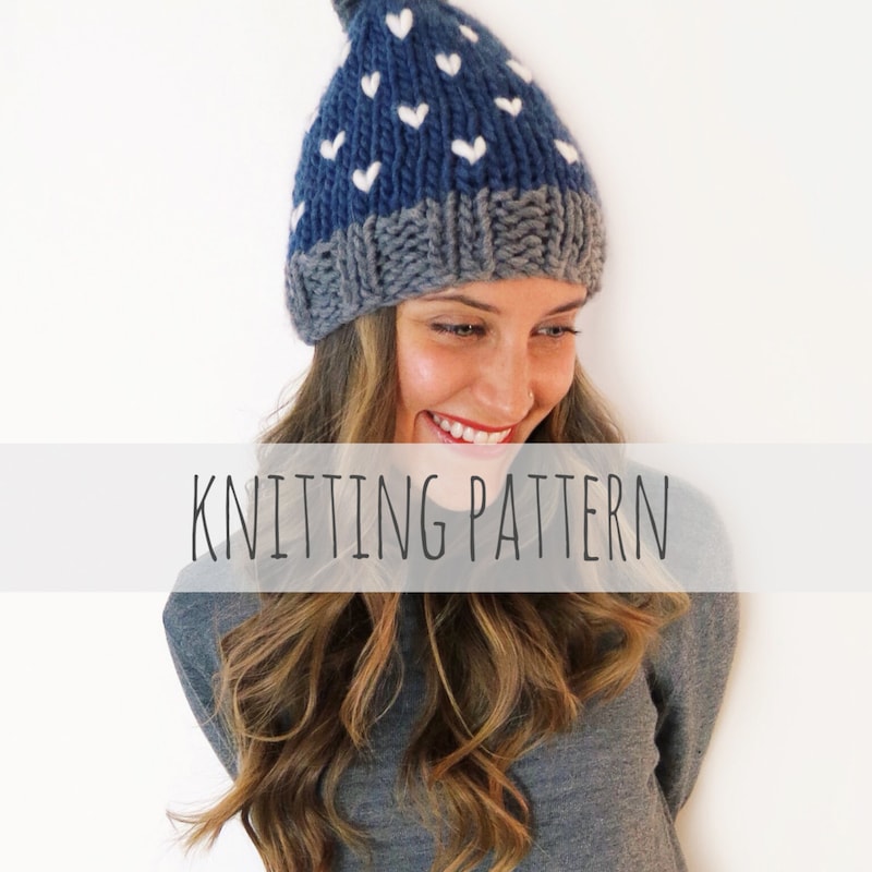 Knit Soft Heart Pattern Scarf & Hat Set