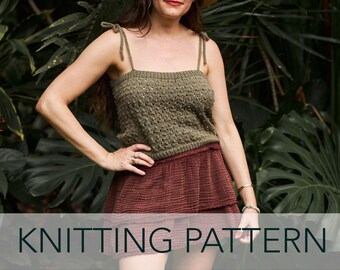 Knitting Pattern // Boho Tube Top Bobble Eyelet Tie Straps Tank Summer Lace Top // Lantana Tank Pattern PDF