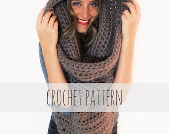 Crochet Pattern // Chunky Soft Crochet Poncho, Scarf, Cowl, Hood All in One // Battalion Scarf Pattern PDF