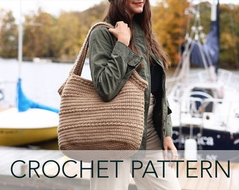 Crochet Pattern // Weekend Market Tote Overnight Basket Shopping Sailing Shoulder Bag // Amagansett Tote Bag Pattern PDF