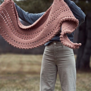 Knitting Pattern // Romantic Boho Feminine Shawl Crescent Wrap Eyelet Bobble Valentine's Day // Romance Wrap Pattern PDF image 4