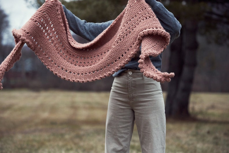 Knitting Pattern // Romantic Boho Feminine Shawl Crescent Wrap Eyelet Bobble Valentine's Day // Romance Wrap Pattern PDF image 4