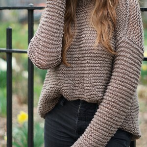 Knitting Pattern // Easy Oversized Slouchy Lightweight Garter Stitch High Low Summer Sweater // Spring Breeze Sweater Pattern PDF image 6