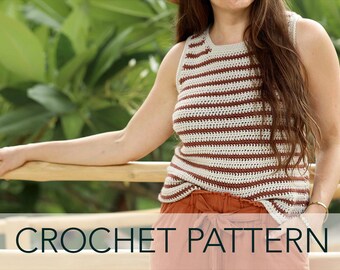 Crochet Pattern // Striped Shell Tank Sleeveless Top Color Theory Summer Top // Cumberland Tank Pattern PDF