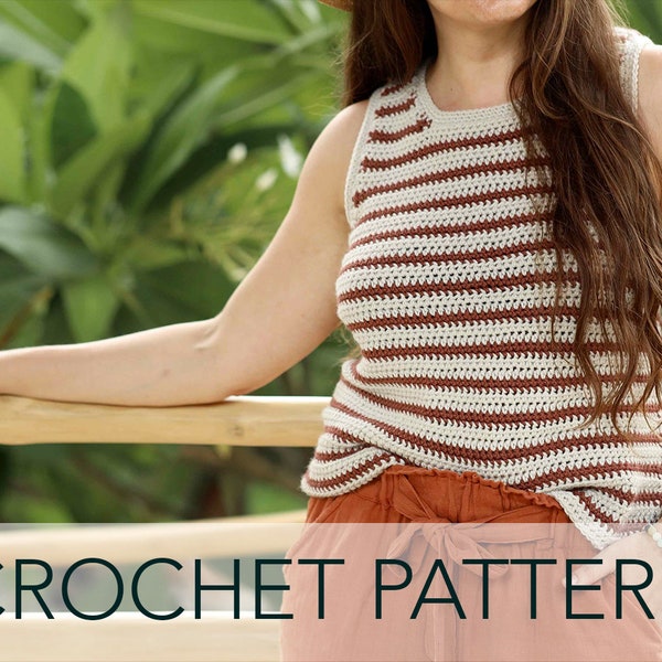 Crochet Pattern // Striped Shell Tank Sleeveless Top Color Theory Summer Top // Cumberland Tank Pattern PDF