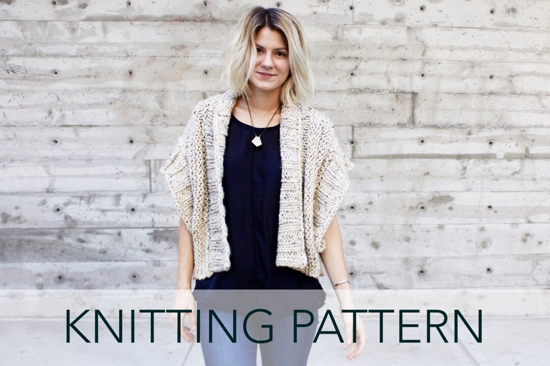 Knitting Pattern // Ribbed Chunky Cardigan Shrug Boho Topper // Mont ...