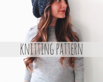 Knitting Pattern // Slouchy Beanie Seed Stitch Droopy Hipster Hat // La Boulangerie Beanie Pattern PDF