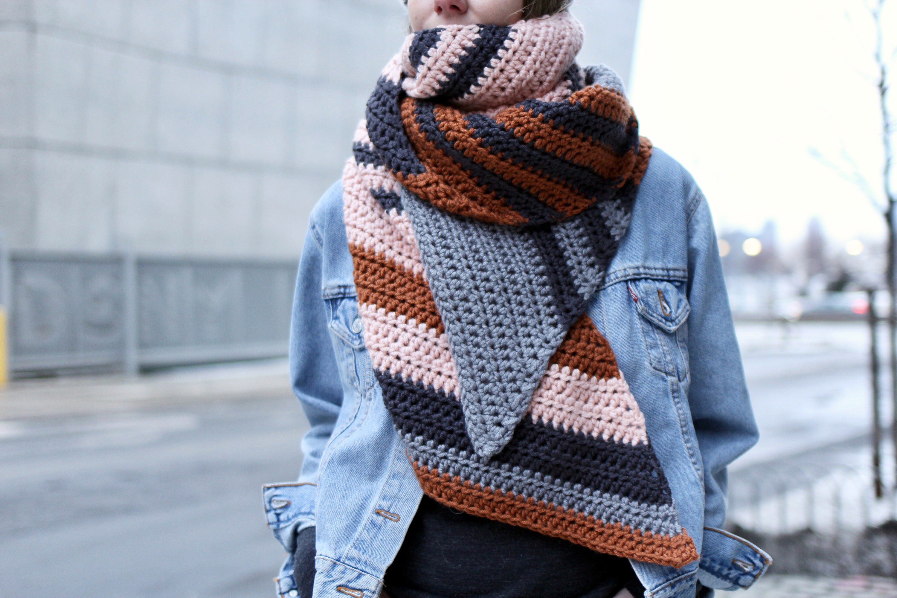 diagonal stripe crochet scarf pattern