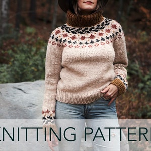 Knitting Pattern // Fair Isle Yoke Top Down Colorwork Turtleneck ...