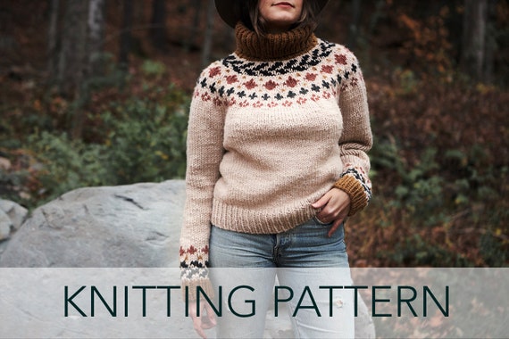 Knitting Pattern // Fair Isle Yoke Top Down Colorwork Turtleneck