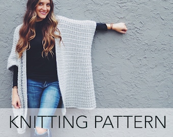 Knitting Pattern // Thermal Waffle Stitch Oversized Cardigan | Etsy