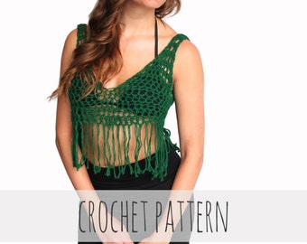 Crochet Pattern // Crochet Bralette Tank Top Festival Hippie Boho Fringe // Festival Fringe Bralette Pattern PDF