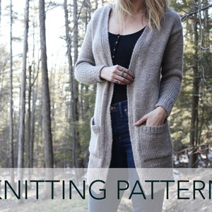 Knitting Pattern // Long Lean Slim Fitted Cardigan Pockets // Lillian Cardigan Pattern PDF