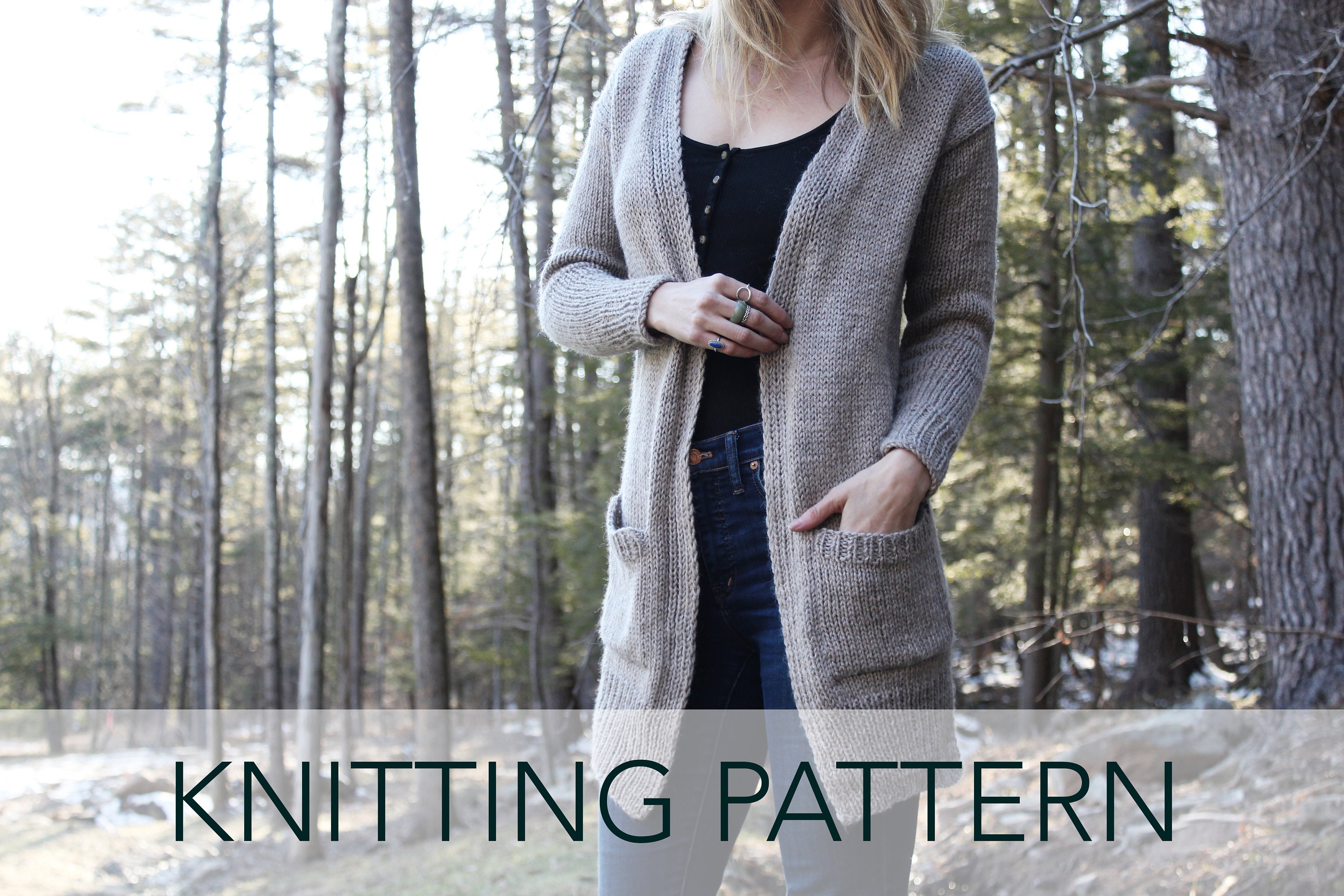 Knitting Pattern // Long Lean Slim Fitted Cardigan Pockets Knitting Pattern // Long Lean Slim Fitted Cardigan Pockets