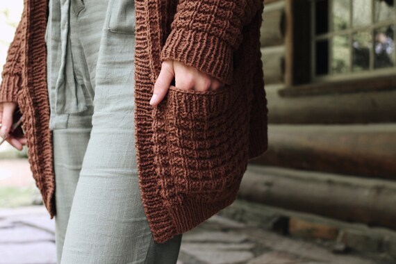 Knitting Pattern // Thermal Waffle Stitch Oversized Cardigan Knitting Pattern // Thermal Waffle Stitch Oversized Cardigan
