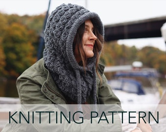 Knitting Pattern // Balaclava Drawstring Hooded Cowl Mock Cable Knit I-cord // High Seas Balaclava Pattern PDF