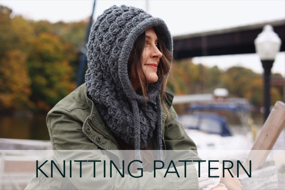 Knitting Pattern // Balaclava Drawstring Hooded Cowl Mock