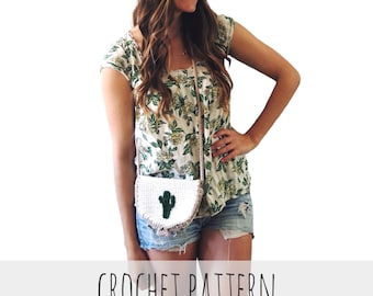 Crochet Pattern // Crochet Cactus Purse Boho Mini Cross Body // Cali Cactus Bag Pattern PDF