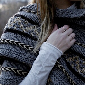 Knitting Pattern // Triangle Wrap Tassels Top Down Shawl Scarf Mosaic ...