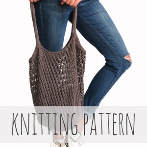 Knitting Pattern // Knit Net Market Tote Shopping Grocery Bag Mesh // Farmers' Market Tote Pattern PDF