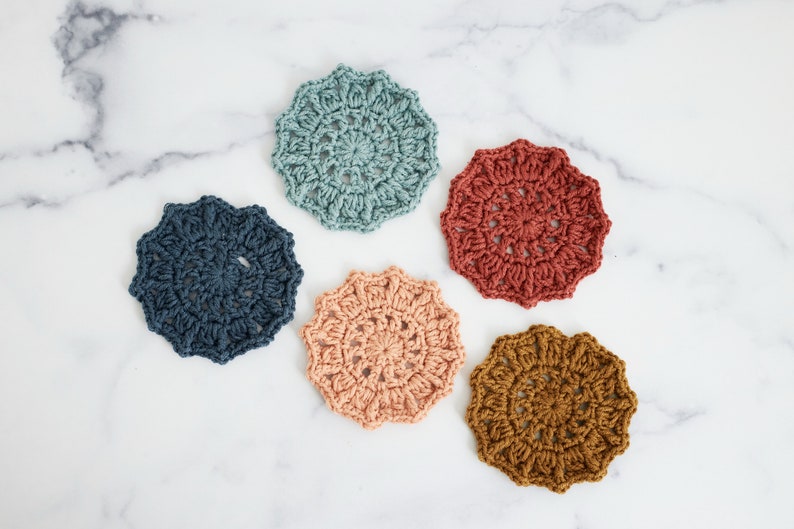 Crochet Pattern // Mandala Boho Round Crochet Coasters Party Favors Housewarming Gift // Sunburst Coasters Pattern PDF image 8