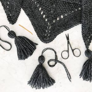 Knitting Pattern // Lace Eyelet Triangle Wrap Shawl Scarf Tassels ...