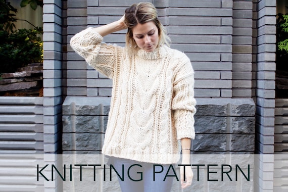 Knitting Pattern // Cable Chunky Oversized Sweater Jumper // - Etsy