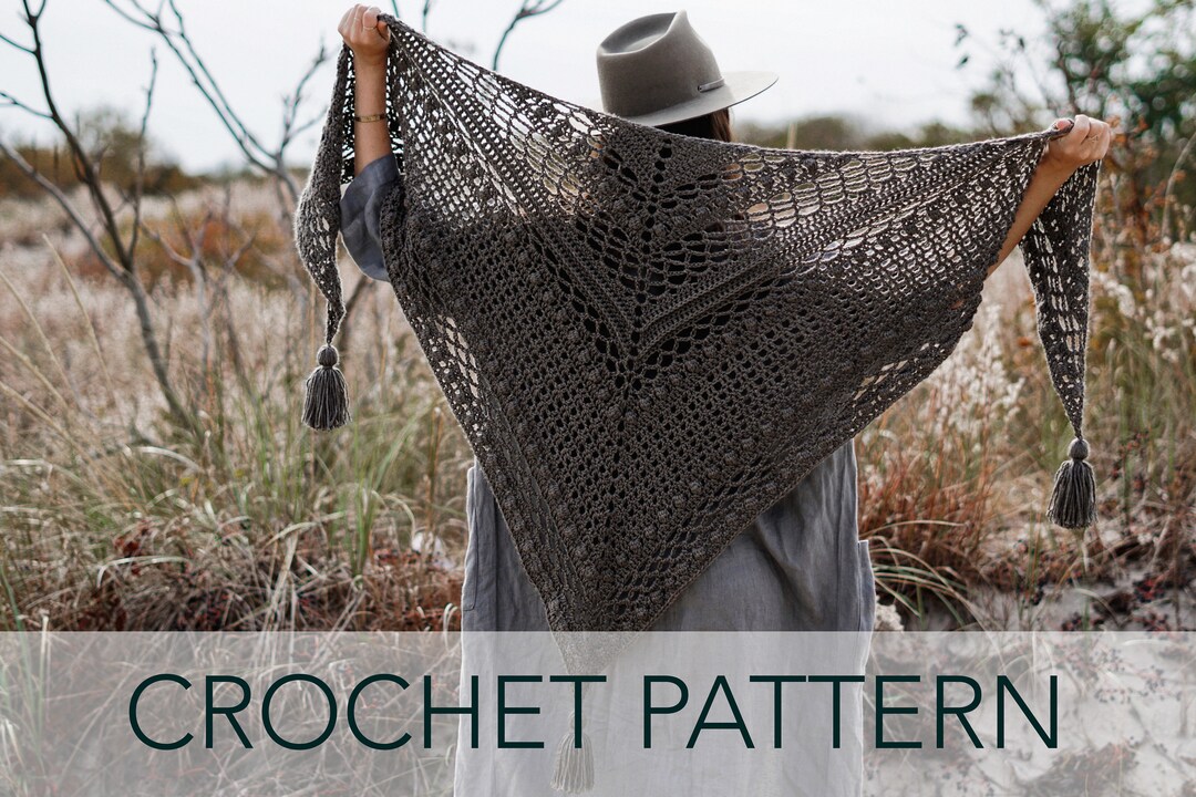 Crochet Pattern // Lace Bobble Triangle Scarf Modern Romantic Shawl ...