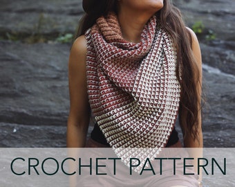 Crochet Pattern // Two Way Fade Shawl Scarf Textured Faded Ombre Triangle // Resonance Wrap Pattern PDF