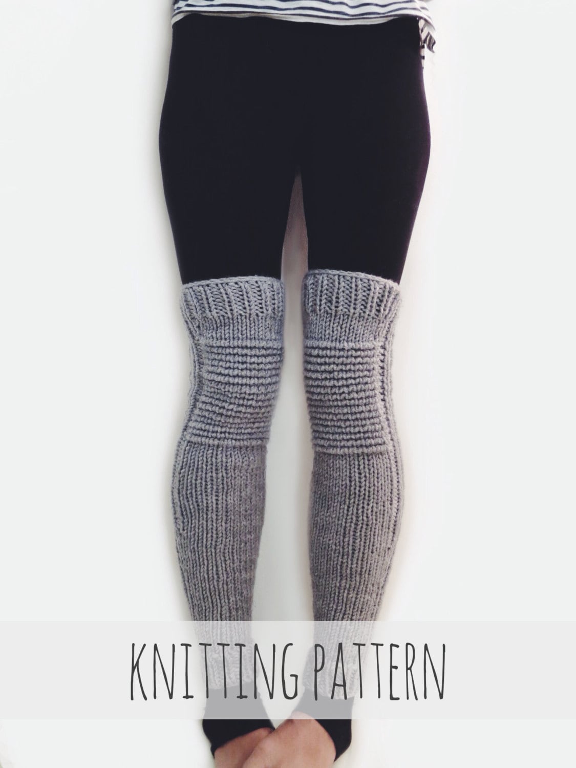 Women's knitted leggings, monochrome knee-length high street