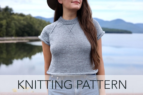 Knitting Pattern // Cropped Raglan Rolled Hem Sweatshirt Tee