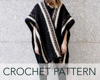 Crochet Pattern // Poncho Wrap Cape Cardigan Ruana Boho // Wanderlust Ruana Pattern PDF