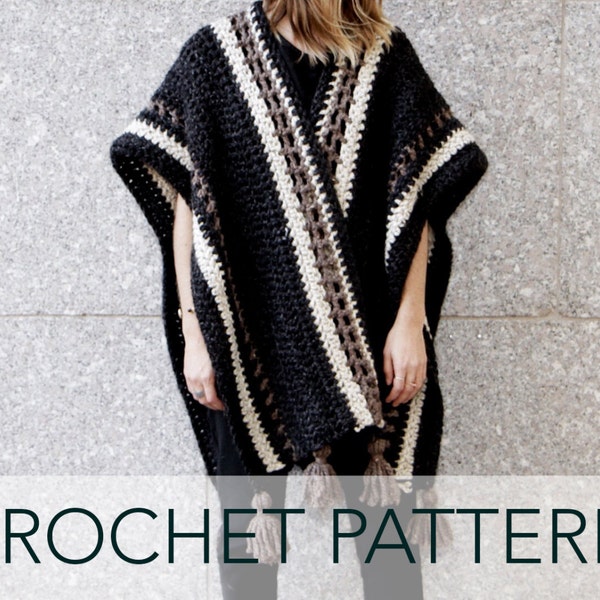 Crochet Pattern // Poncho Wrap Cape Cardigan Ruana Boho // Wanderlust Ruana Pattern PDF