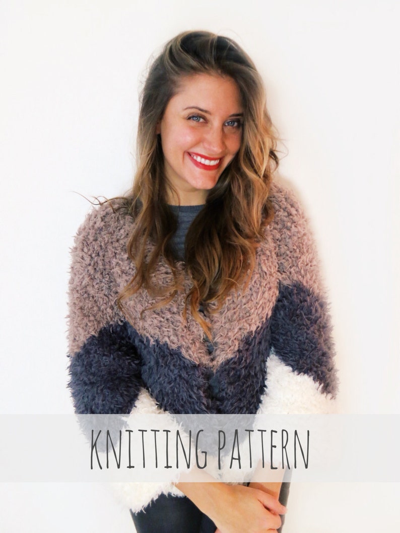 PATTERN for Knit Faux Fur Chevron Jacket Shearling Evening Etsy