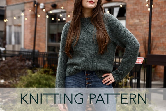 Knit Sweater Sweatshirt Chunky Raglan 
