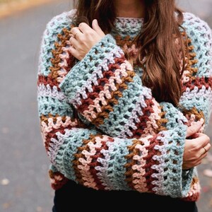 Crochet Pattern // Rainbow Multi-colored Striped Cropped Net Pullover ...