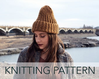 Knitting Pattern // Chunky Ribbed Fisherman's Beanie Toque Bulky Knit Winter Warm Hat // Seafarer's Cap Pattern PDF