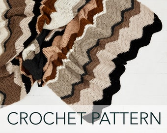 Crochet Pattern // Chevron Colorful Striped Afghan Baby Blanket Throw // Elizabeth Zigzag Blanket Pattern PDF