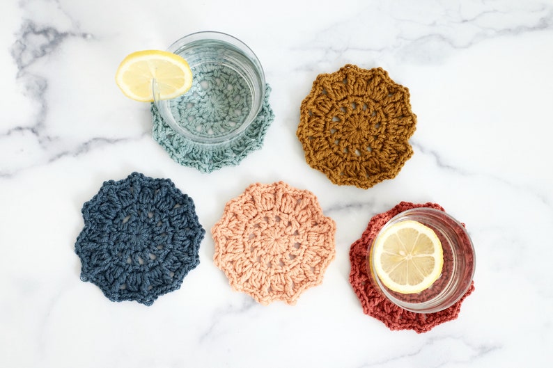 Crochet Pattern // Mandala Boho Round Crochet Coasters Party Favors Housewarming Gift // Sunburst Coasters Pattern PDF image 4