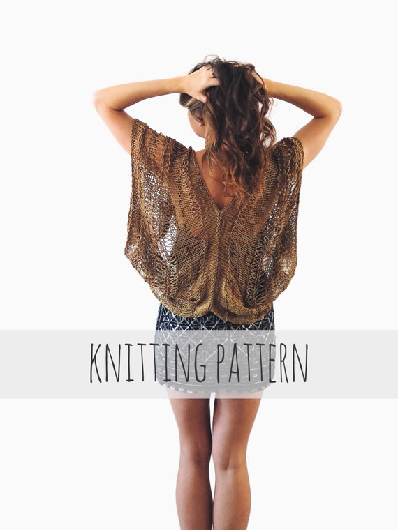 Knitting Pattern // Loose Knit Metallic Cardigan Shrug Drop Stitch Boho Summer Sweater // Monarch Cardigan Pattern PDF