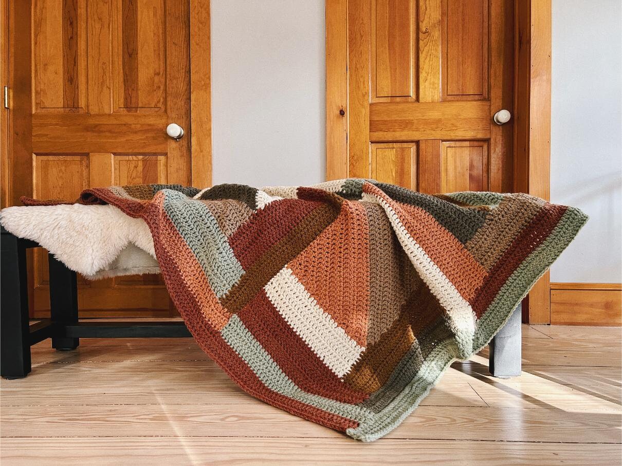 Crochet Pattern // Modular Log Cabin Crocheted Quilt Mid Century Modern ...