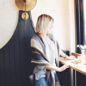 Knitting Pattern // Striped Tassels Triangle Top Down Shawl Scarf ...