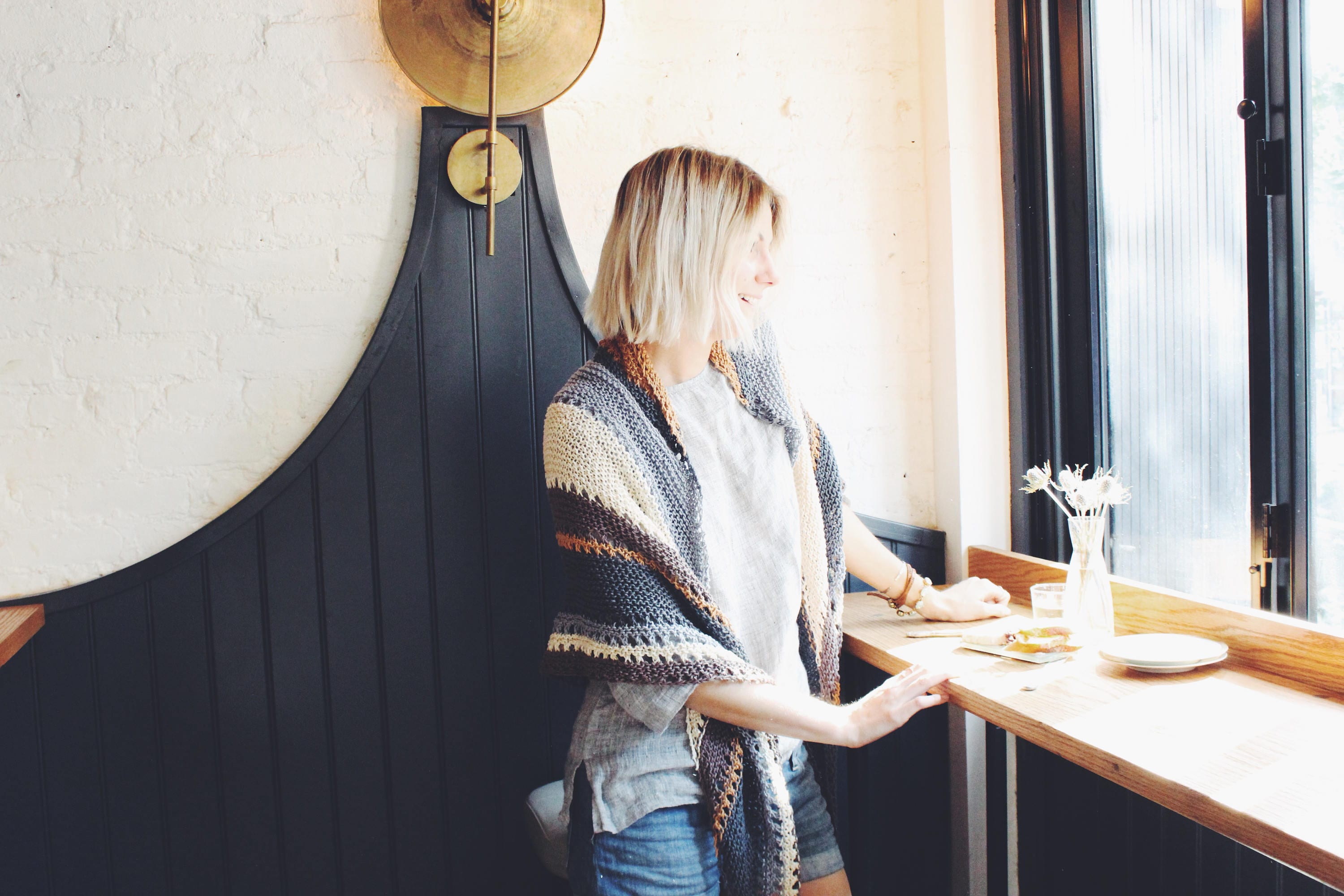 Knitting Pattern // Striped Tassels Triangle Top Down Shawl Scarf ...