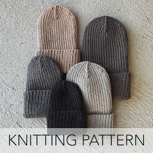 Knitting Pattern // Ribbed Beanie Toque Knit Winter Warm Hat // Mariner&#39;s Cap Pattern PDF