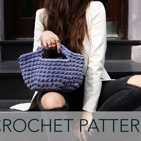 Crochet Pattern // High Fashion Modern Structured Basket Tote Purse Clutch Handbag // Lulu Basket Bag Pattern PDF