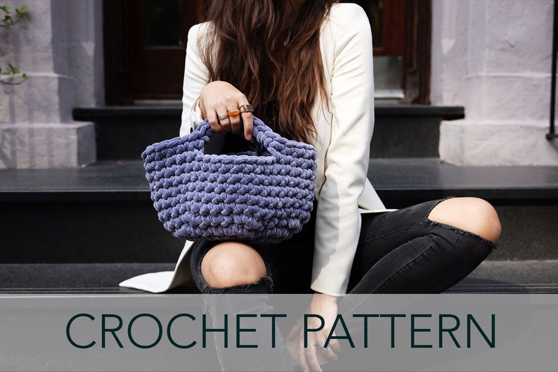 Crochet Pattern // High Fashion Modern Structured Basket Tote Purse Clutch Handbag // Lulu Basket Bag Pattern PDF image 1