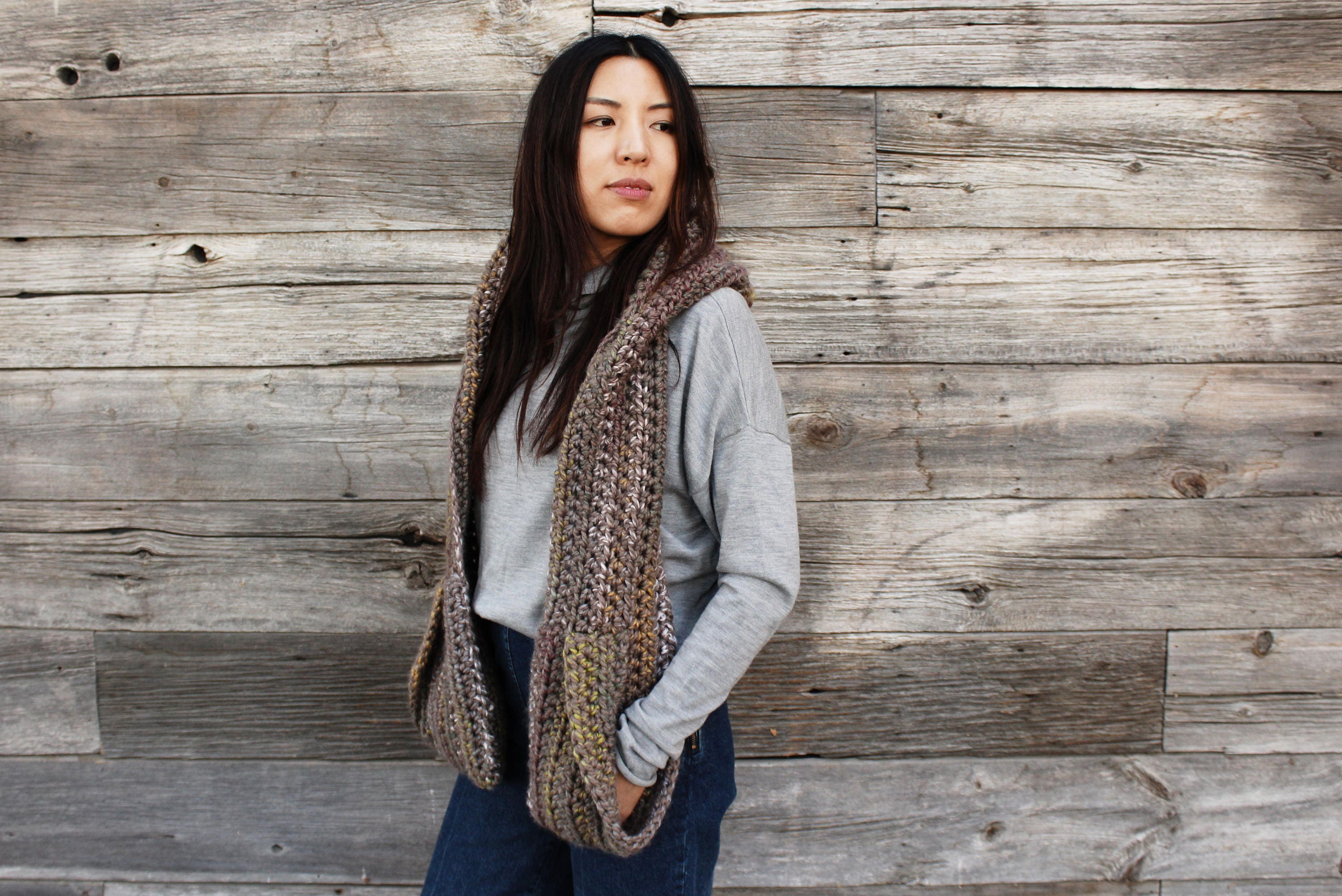 Crochet Pattern // Chunky Scarf Hood Pockets // Kodiak Hooded Pocket ...
