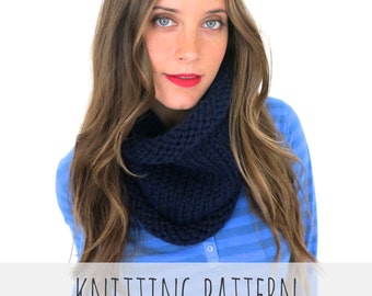 Knitting Pattern // Chunky Soft Knit Cowl Neck Warmer // Essential Cowl Pattern PDF